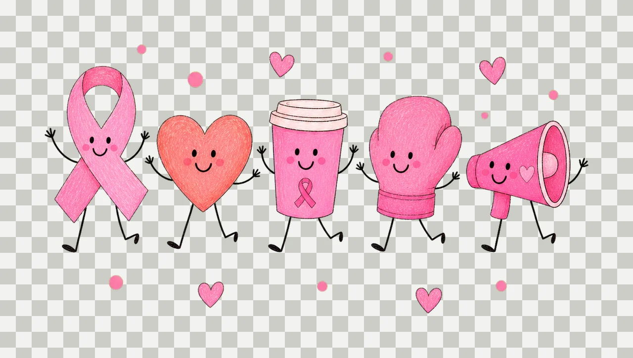 Trendy Breast Cancer Awareness Doodle Cute Variation A transparency and detail preview thumbnail