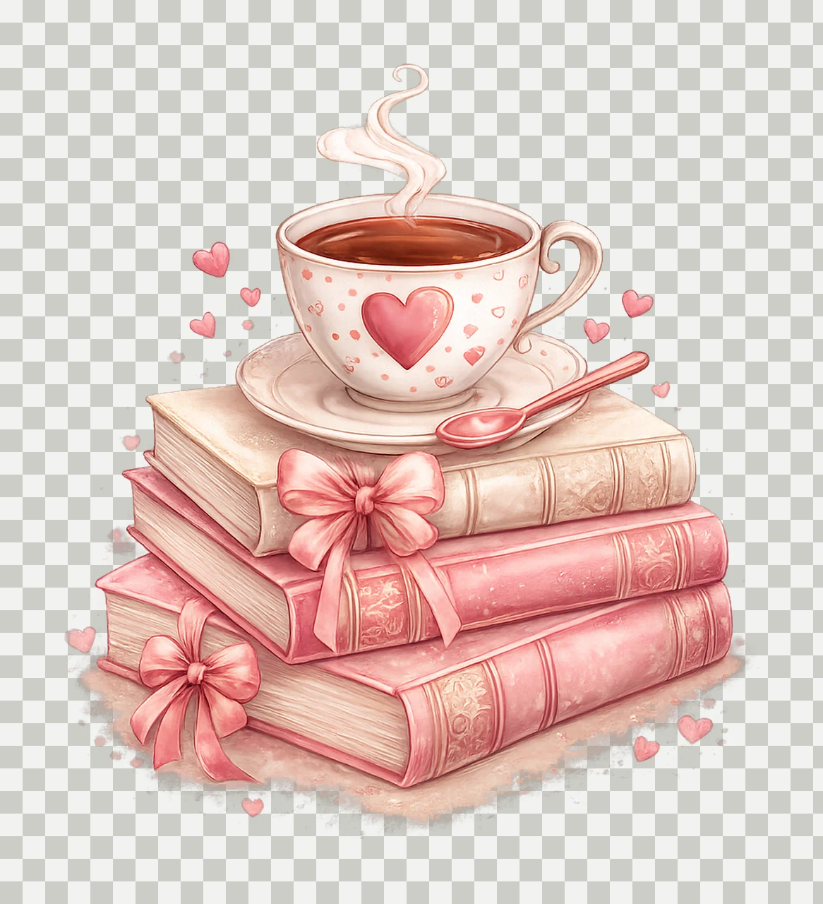 Books and coffee Valentine All booked for Valentines Book transparency and detail preview thumbnail
