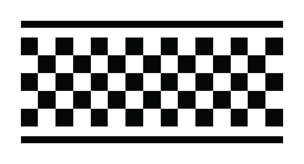 Horizontal Striped Rectangular Banner With Black And White checkers