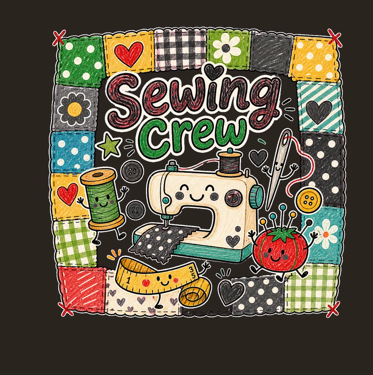 Sewing Doodle Crew sublimation instant shirt Variation D contrast preview thumbnail