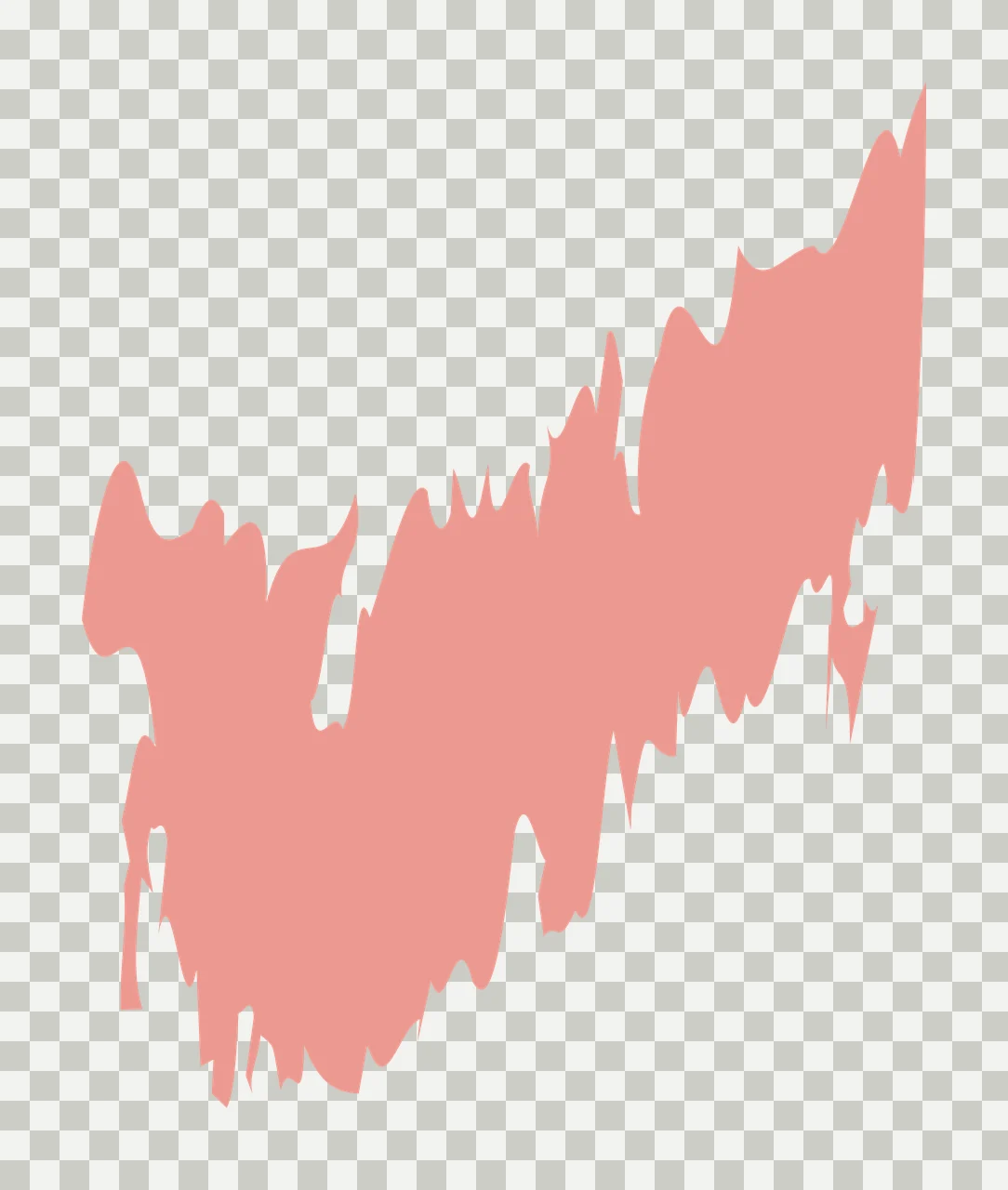 Brush stroke Illustration with paint smear, jagged edges and abstract shape in coral pink, salmon pink and white transparency and detail preview thumbnail