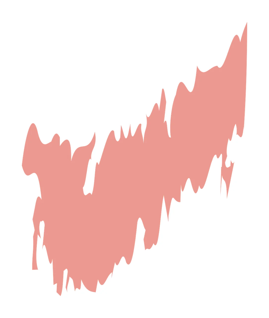 Brush stroke Illustration with paint smear, jagged edges and abstract shape in coral pink, salmon pink and white