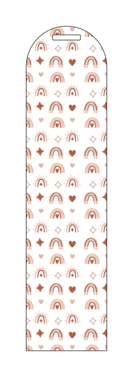 Minimalist Rainbow Pattern With Hearts repeating heart four pointed