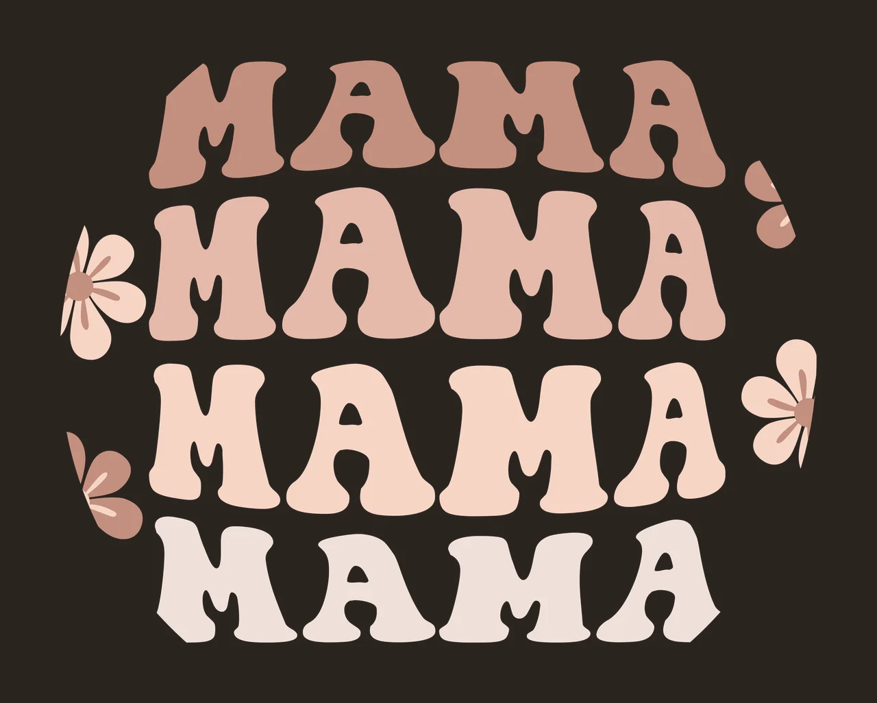 Keychain Mama Mama Mama Mama Repeated Text flowers circle black contrast preview thumbnail
