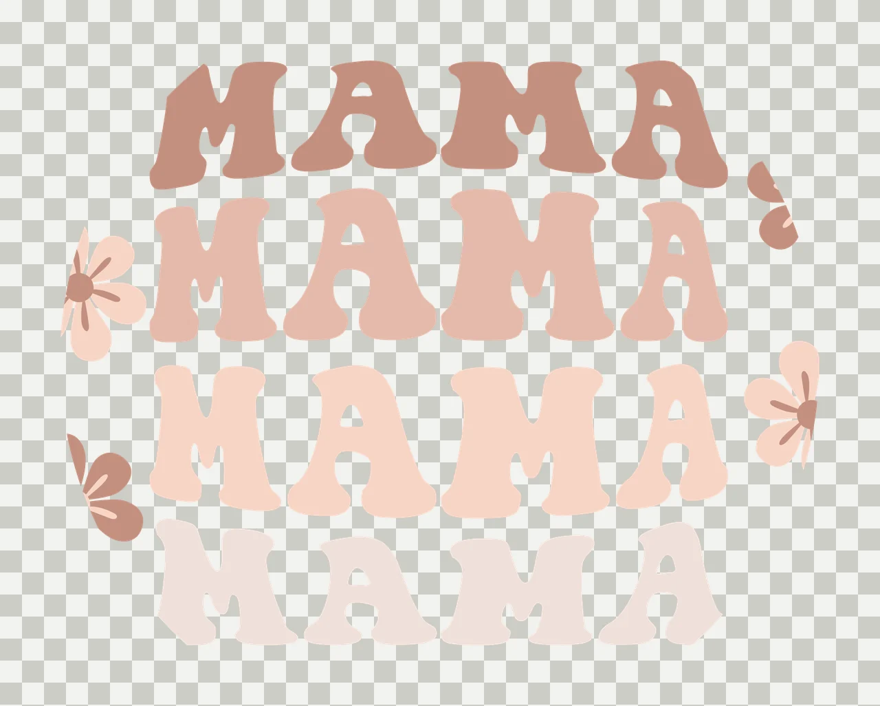Keychain Mama Mama Mama Mama Repeated Text flowers circle black transparency and detail preview thumbnail