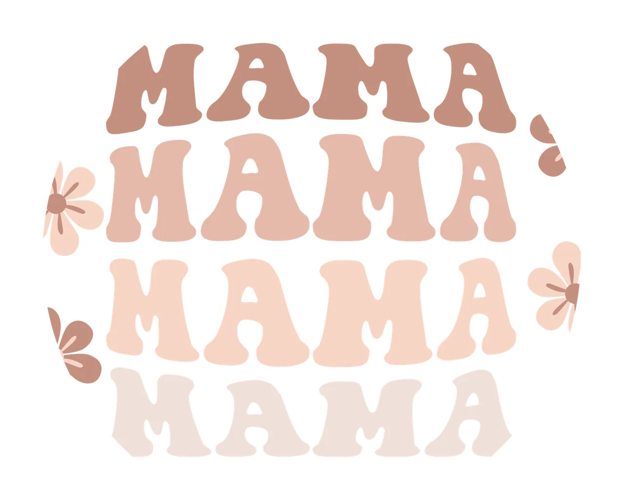 Keychain Mama Mama Mama Mama Repeated Text flowers circle black