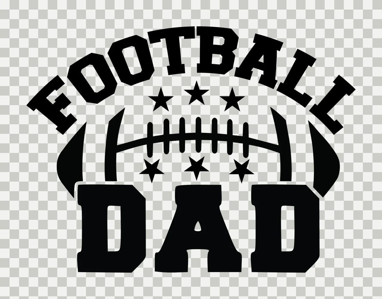 Football Dad Text Graphic With Stars And Ball outline typographic transparency and detail preview thumbnail