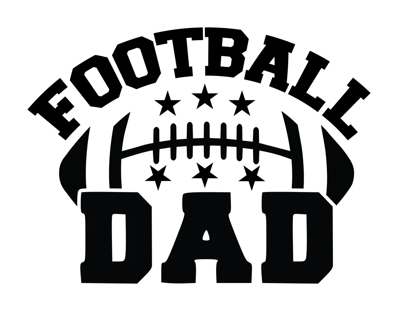 Football Dad Text Graphic With Stars And Ball outline typographic