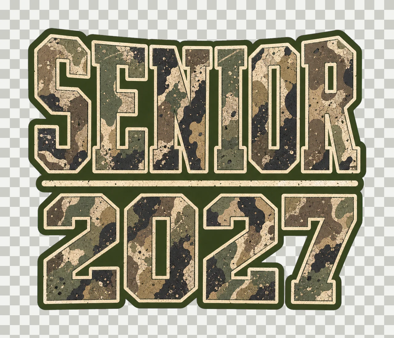 Senior 2027 Camo Graduation sublimation instant Variation A transparency and detail preview thumbnail