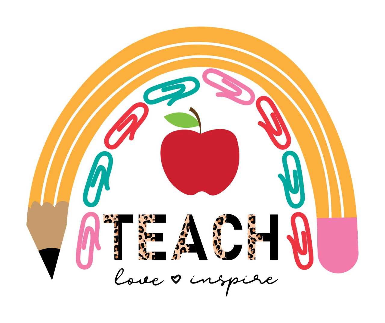 Rainbow Apple Badge paperclips black paperclip education