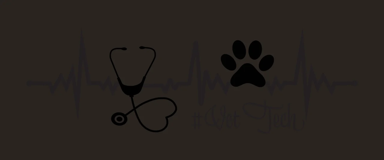 #Vet Tech Black-and-white veterinary tech logo Design with heartbeat line, stethoscope and paw print contrast preview thumbnail