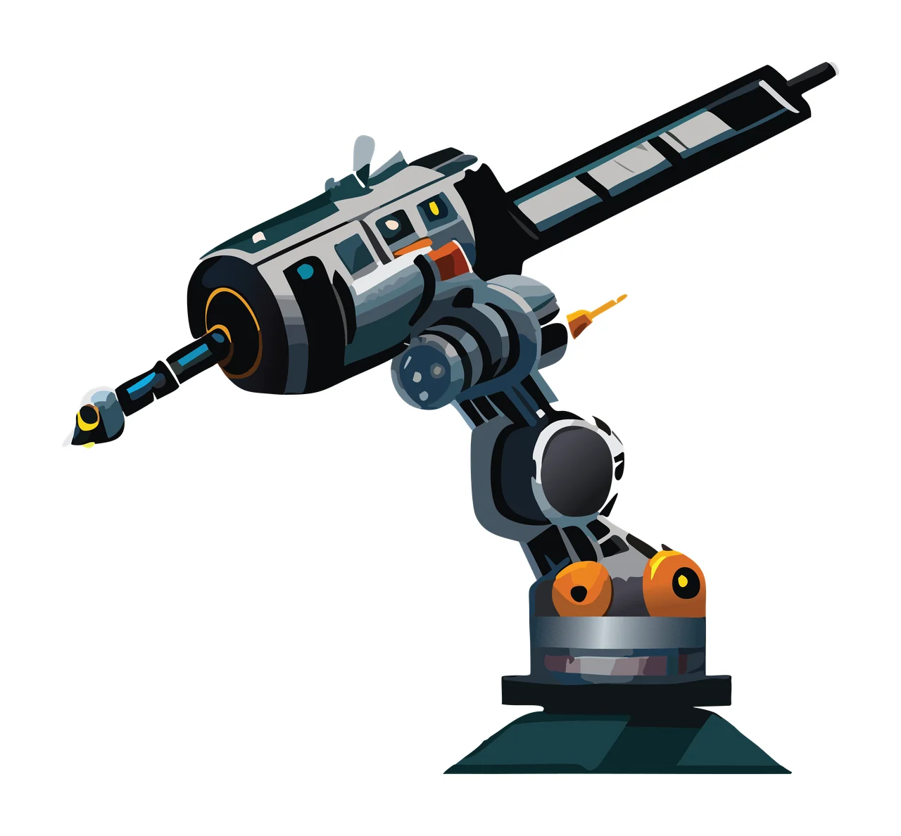 Mechanical Robotic Arm Silhouette extended base joints nozzle