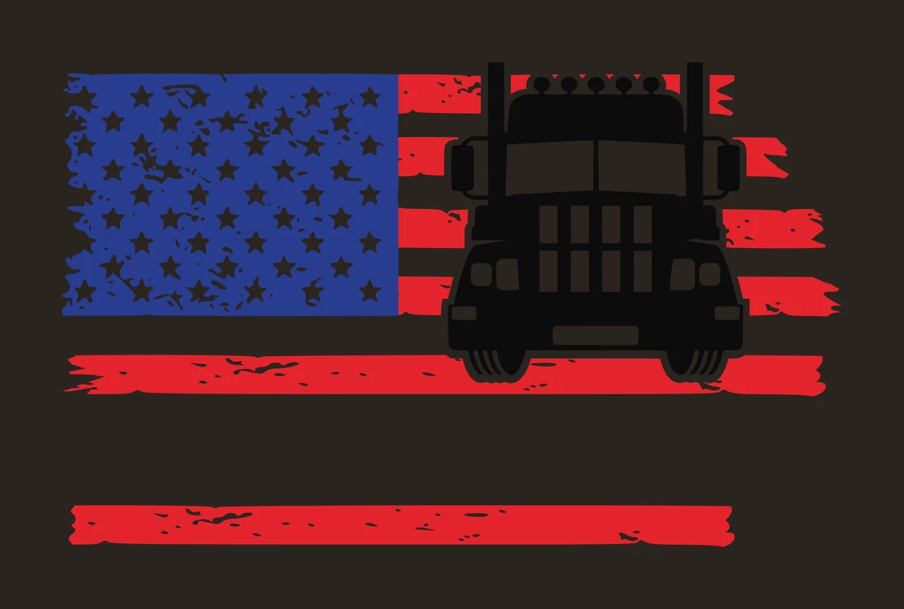 Truck Silhouette Aligned With A Distressed Flag Pattern stars contrast preview thumbnail