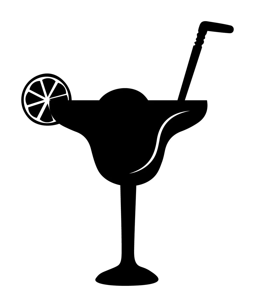 Cocktail Glass Holding With Beverage And Silhouette