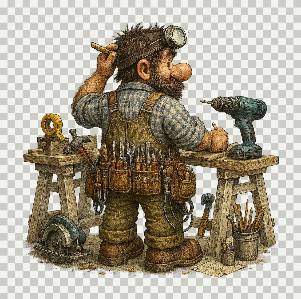Handyman Artwork Funny Carpenter DIY Worker Fathers Day Gift transparency and detail preview thumbnail