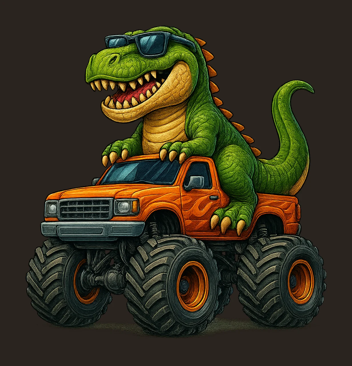 Rex Riding Monster Truck Funny Dinosaur Artwork Sublimation contrast preview thumbnail