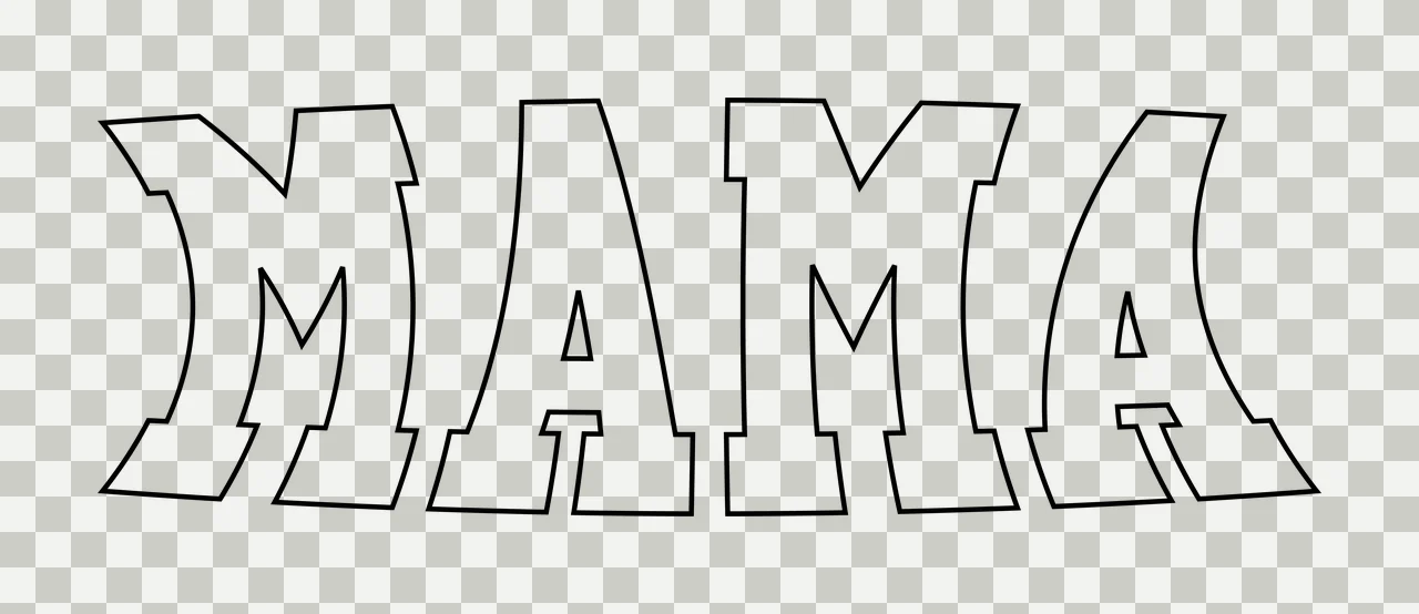 Mama Outlined Bubble Letters Spelling The Word outlines outline transparency and detail preview thumbnail