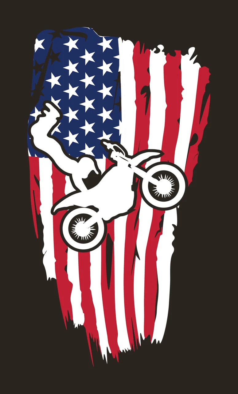 Flag Motorcycle Rider Silhouette Jumping Over A Distressed black contrast preview thumbnail
