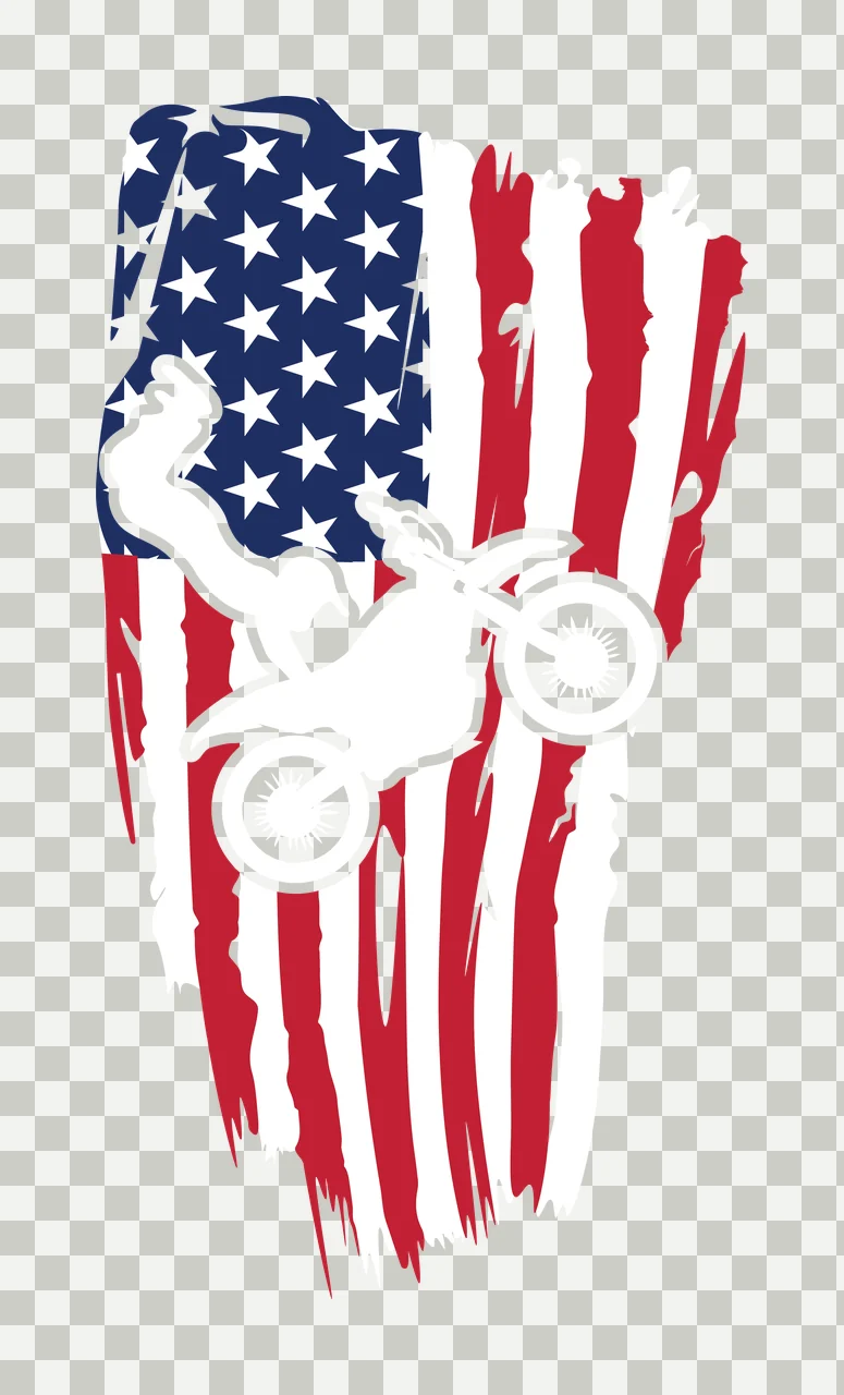 Flag Motorcycle Rider Silhouette Jumping Over A Distressed black transparency and detail preview thumbnail