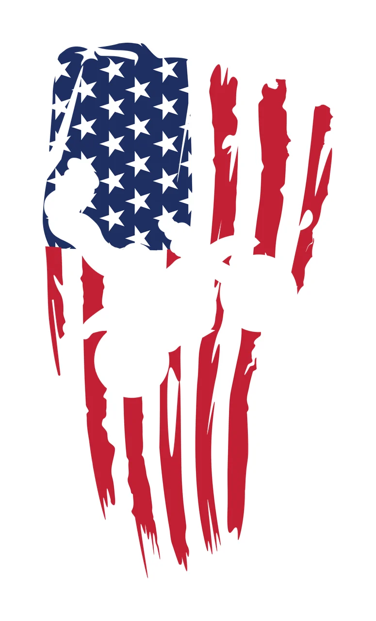 Flag Motorcycle Rider Silhouette Jumping Over A Distressed black