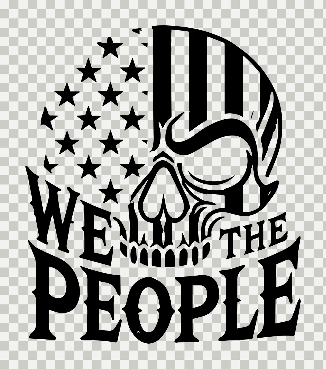 We The People Skull Flag Graphic stars stripes black white transparency and detail preview thumbnail