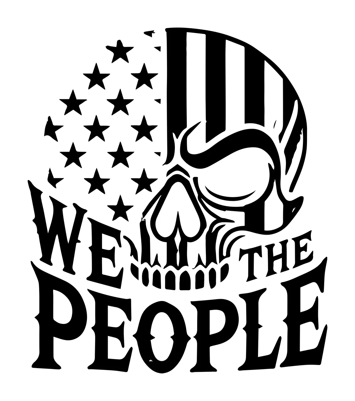 We The People Skull Flag Graphic stars stripes black white