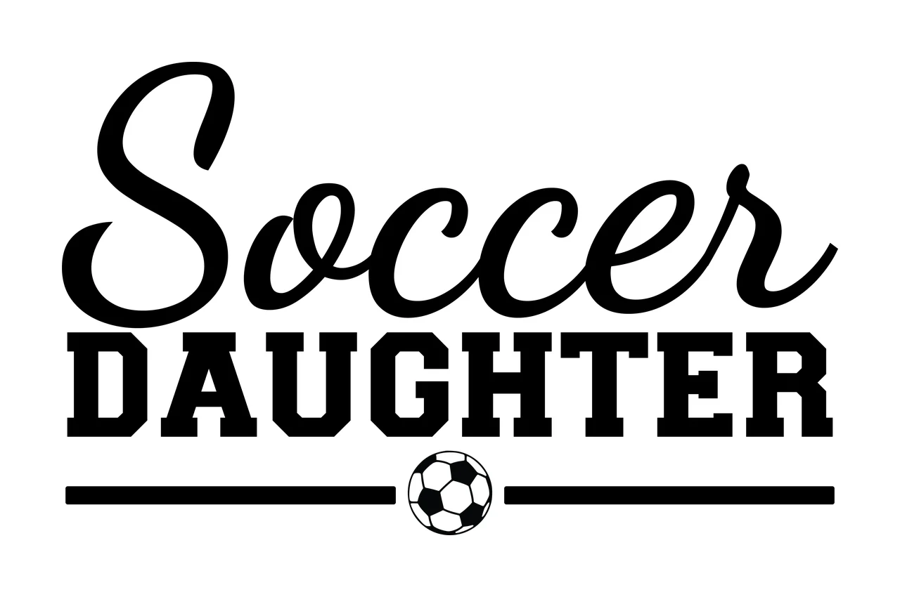 Soccer Daughter Text Graphic With A Small Ball displaying horizontal