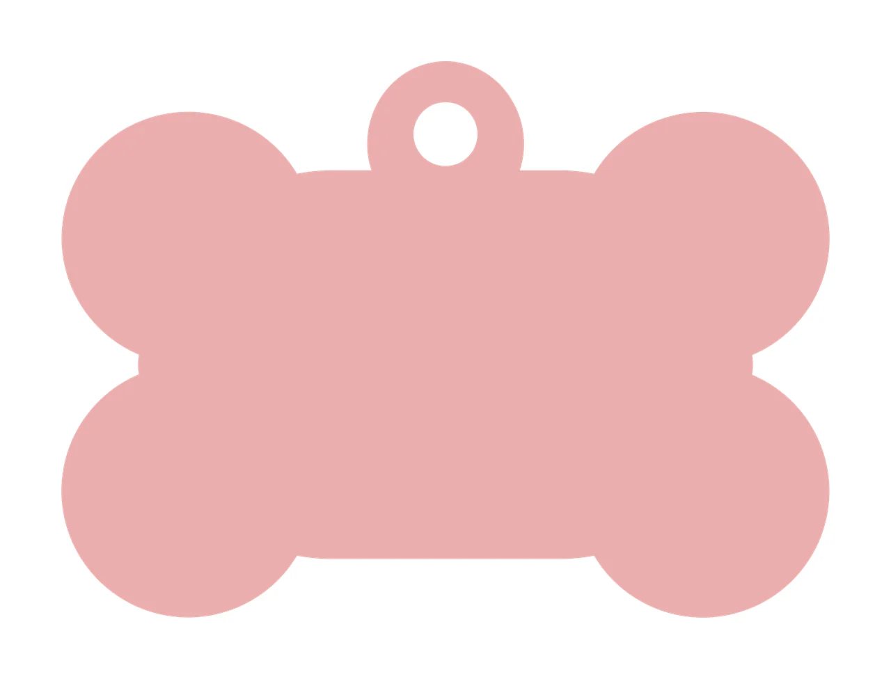 Bone-shaped pet tag with pink bone-shaped tag and central hole
