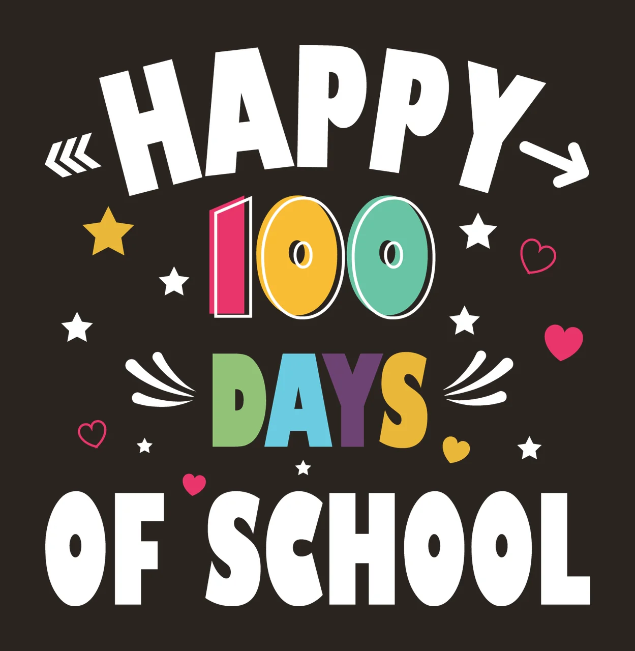 Of School Text communicating stars hearts arrows black white contrast preview thumbnail