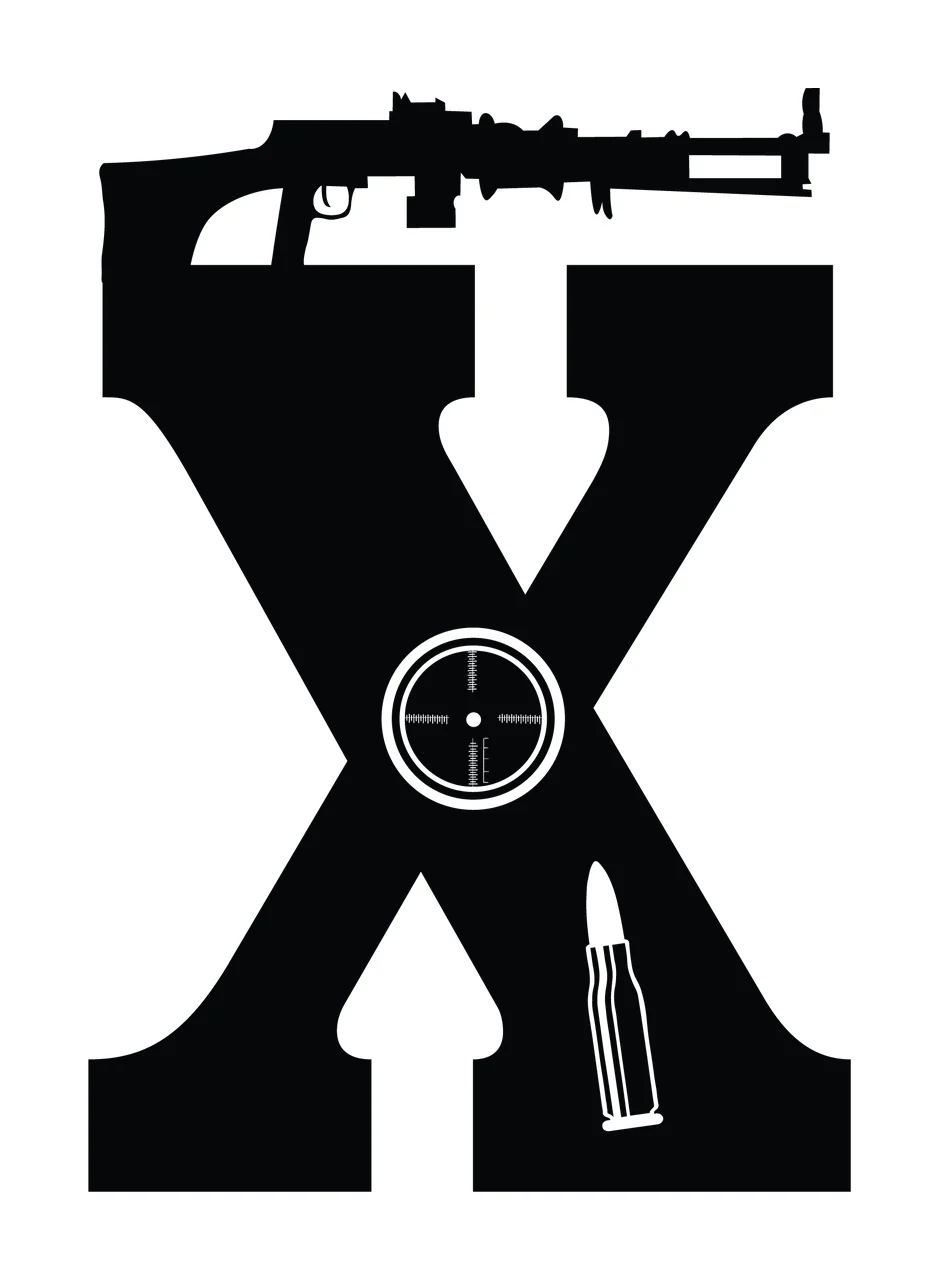 Gun Alphabet Character 15 scalable logo design icon