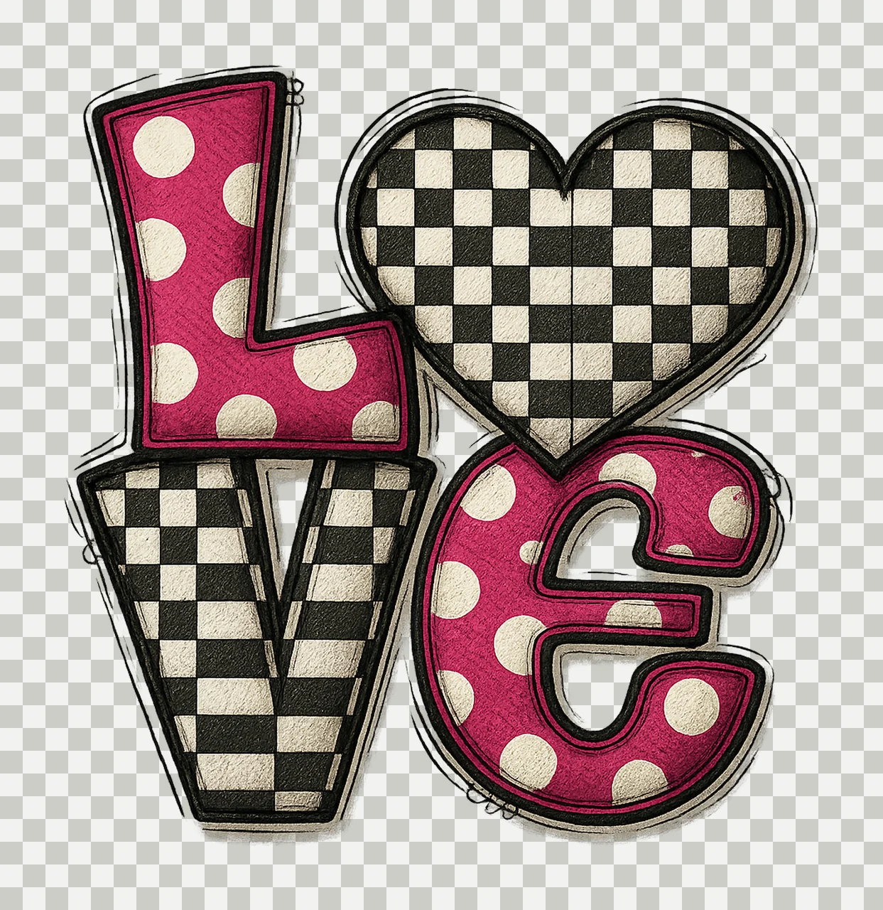 Valentines Day Love Buffalo Plaid Artwork Hand Drawn Day transparency and detail preview thumbnail