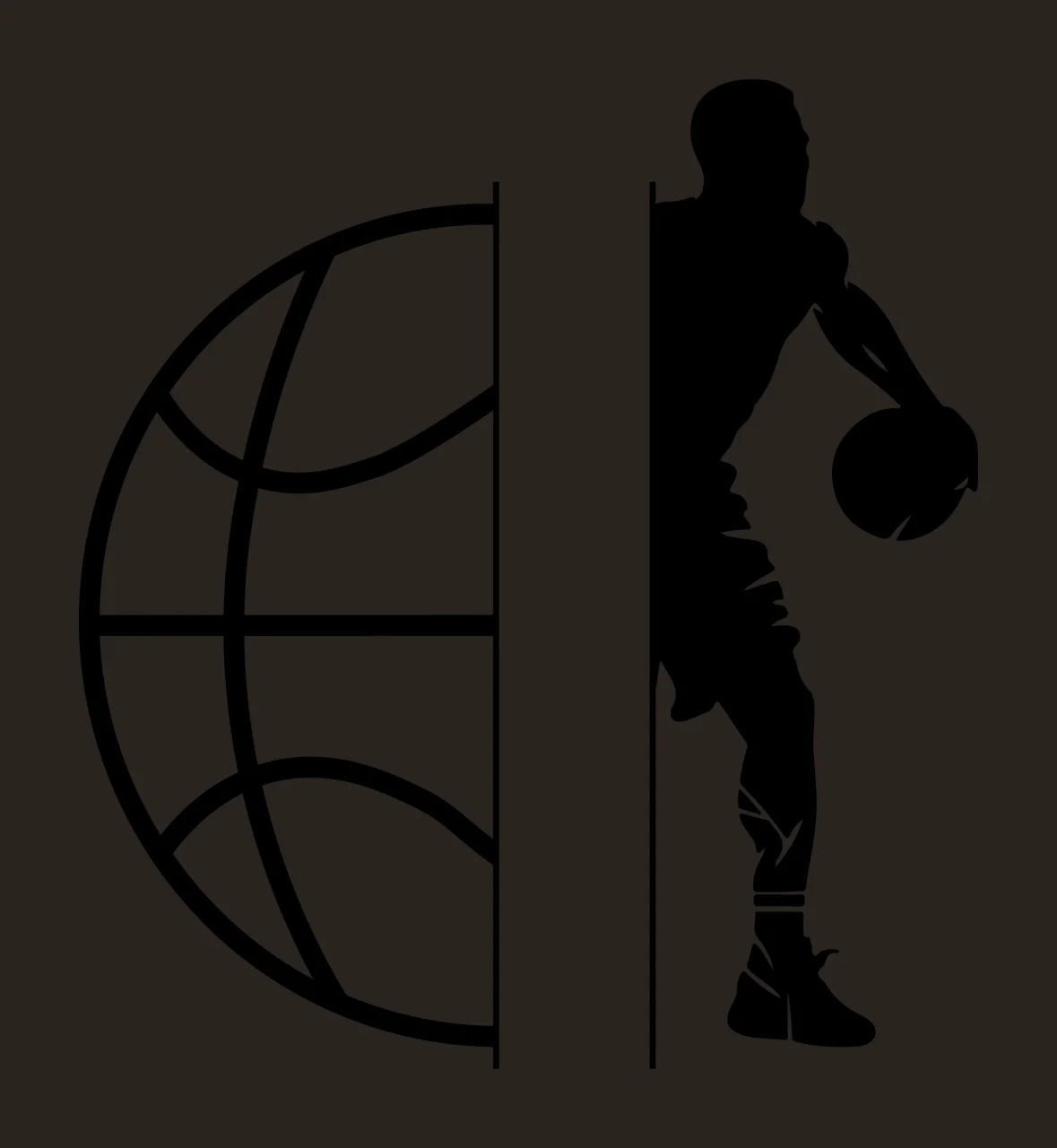 Black Silhouette Of A Basketball Player And Globe dribbling contrast preview thumbnail