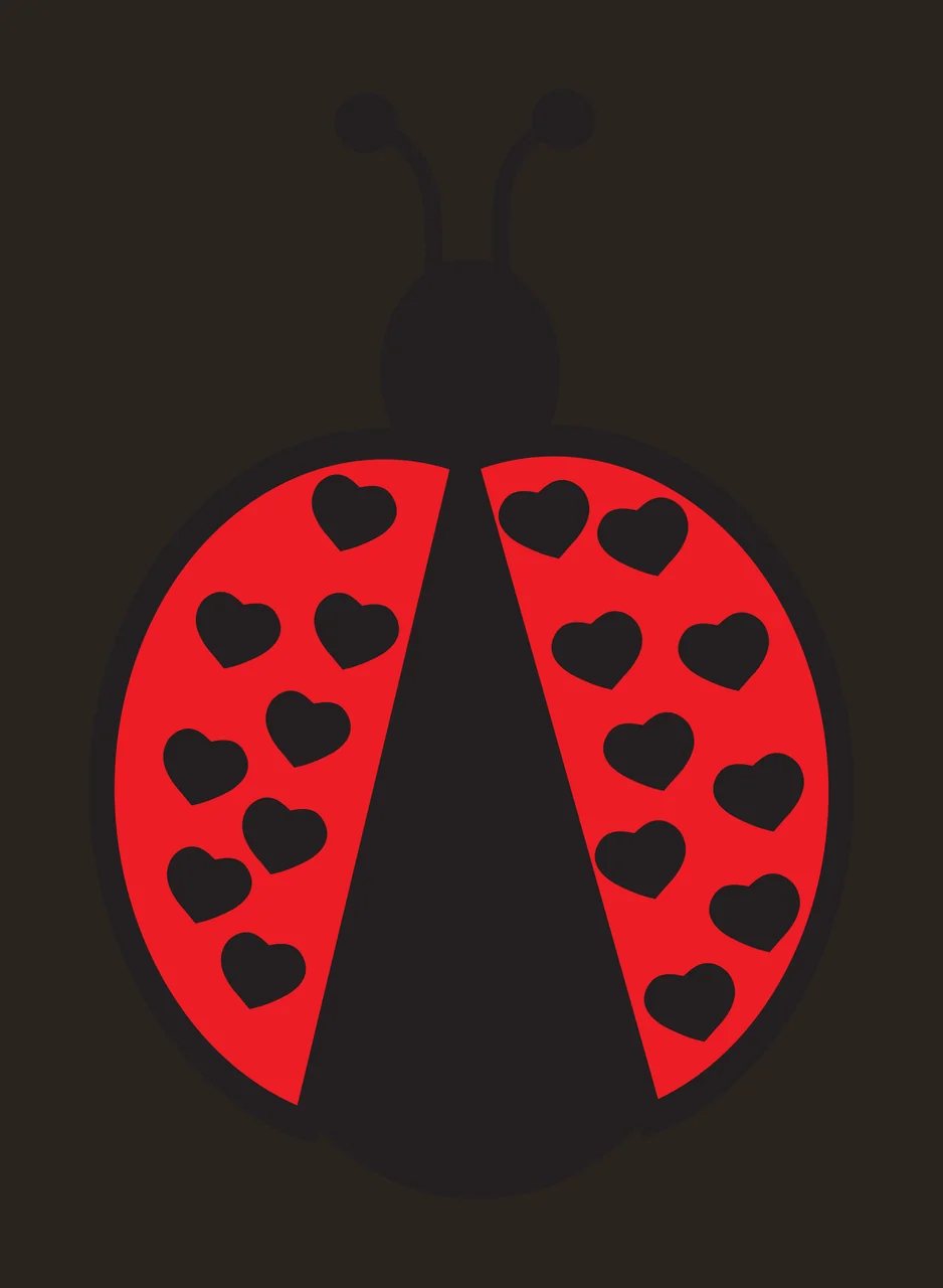 Ladybug with heart-shaped spots Illustration with red ladybug, black heart-shaped spots, black body and two antennae contrast preview thumbnail