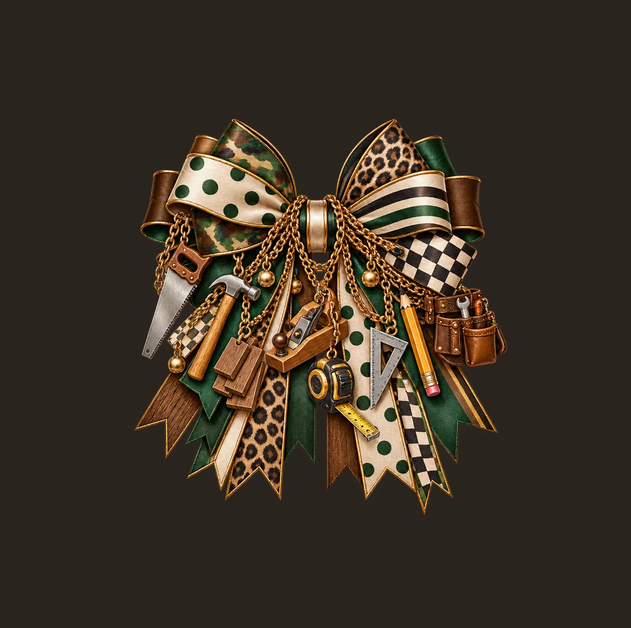 Carpenter Bow Charm PNG, Themed Gold Chain Charms, Coquette Ribbon Sublimation Design, Transparent Digital Download contrast preview thumbnail
