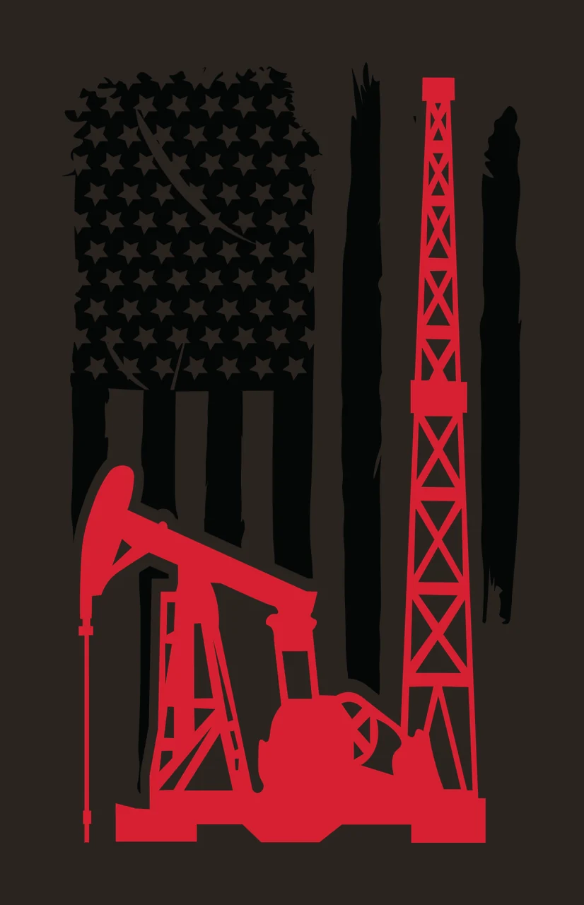 Flag Oil Pump Jack Graphic operating derrick black energy petroleum contrast preview thumbnail
