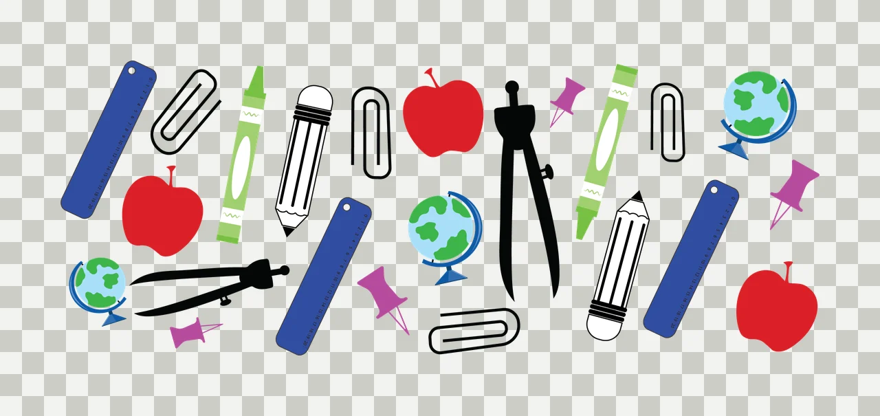 Can Glass Wrap School Supplies Icons Collection Black arranged transparency and detail preview thumbnail