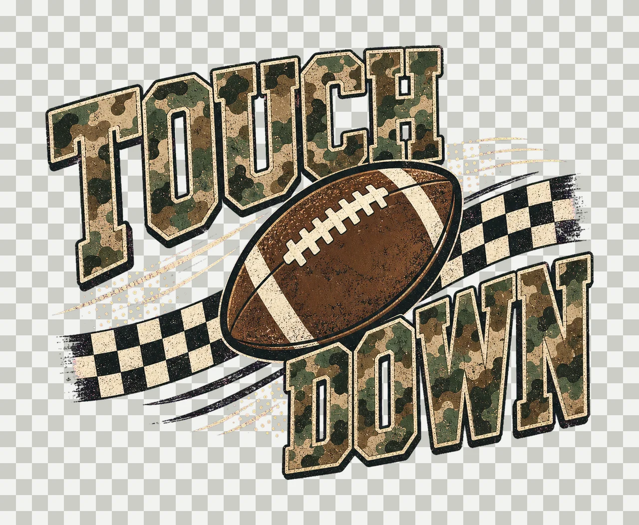 Camo Checkered Football Touchdown Trendy Game Variation C transparency and detail preview thumbnail