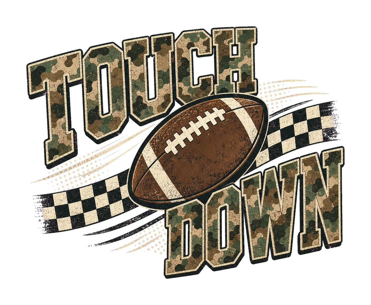 Camo Checkered Football Touchdown Trendy Game Variation C