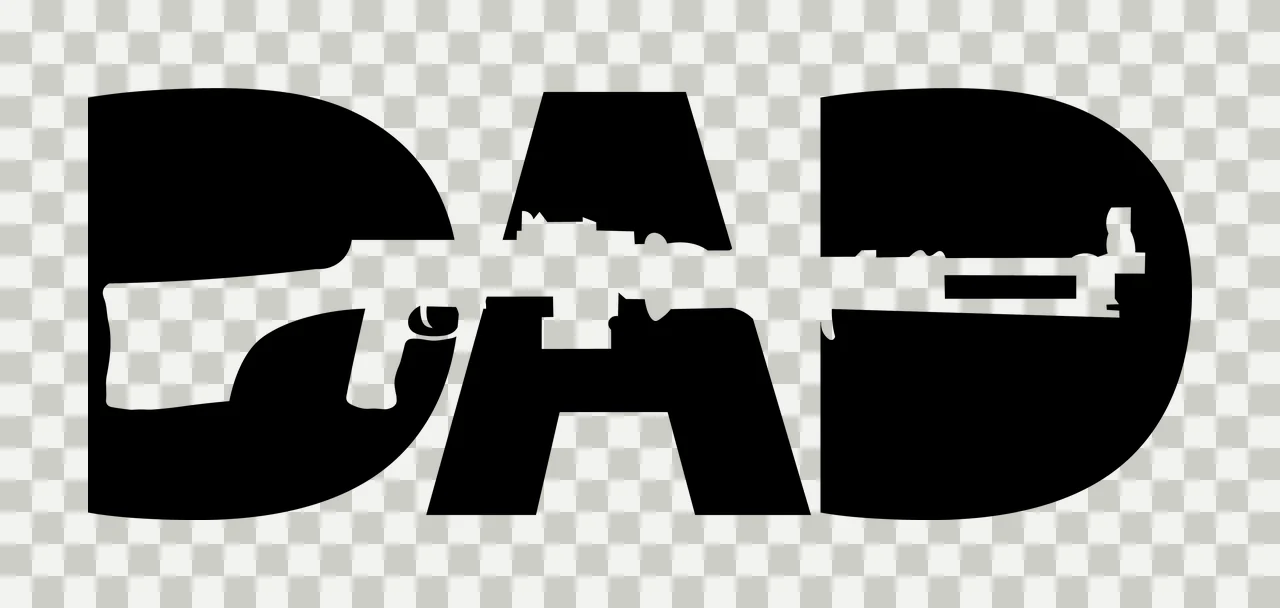 Dad Text Overlay With Letters And Rifle transparency and detail preview thumbnail