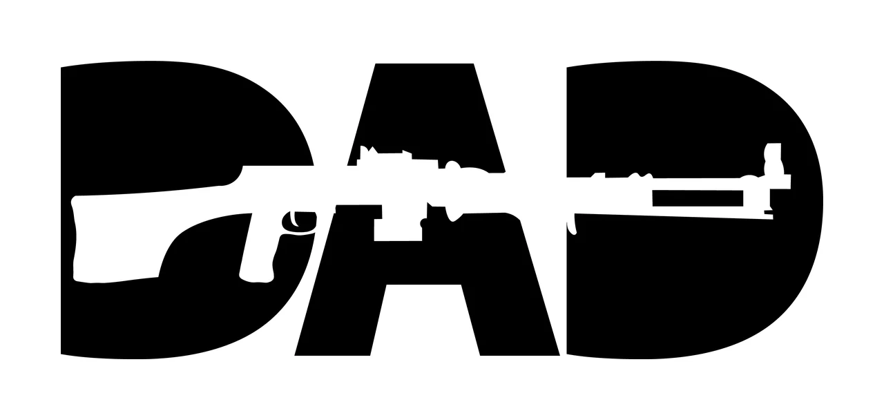 Dad Text Overlay With Letters And Rifle