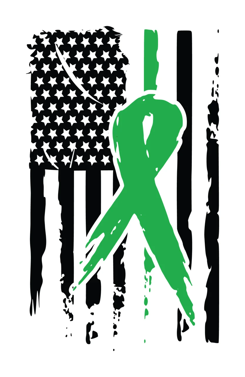 Awareness Distressed American Flag Ribbon and graphic black