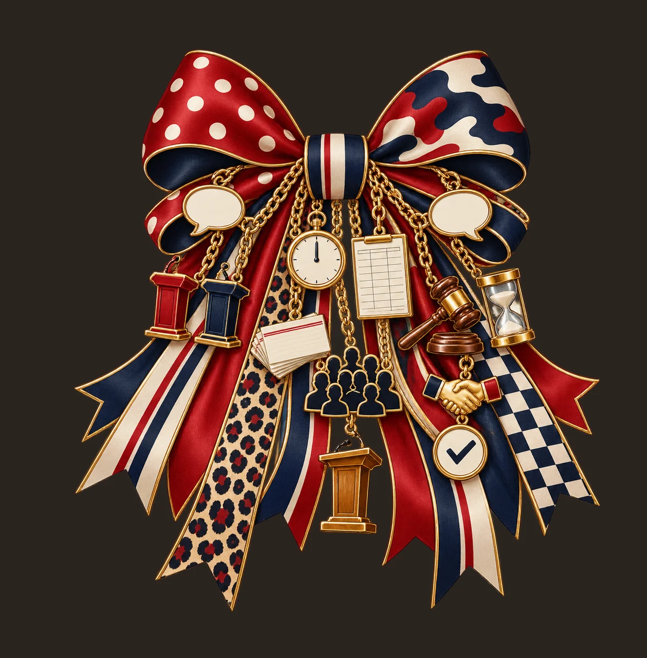 Debate Coach Bow Charm PNG, Gold Chain Charms, Transparent Sublimation Design, Digital Download contrast preview thumbnail