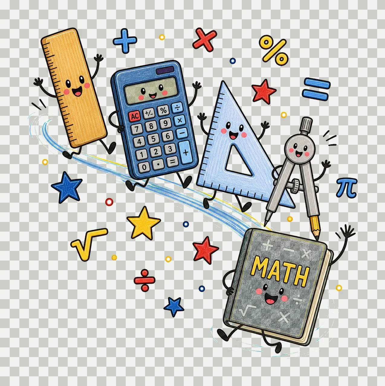 Math Teacher Doodle Characters Geometry Teacher Variation B transparency and detail preview thumbnail