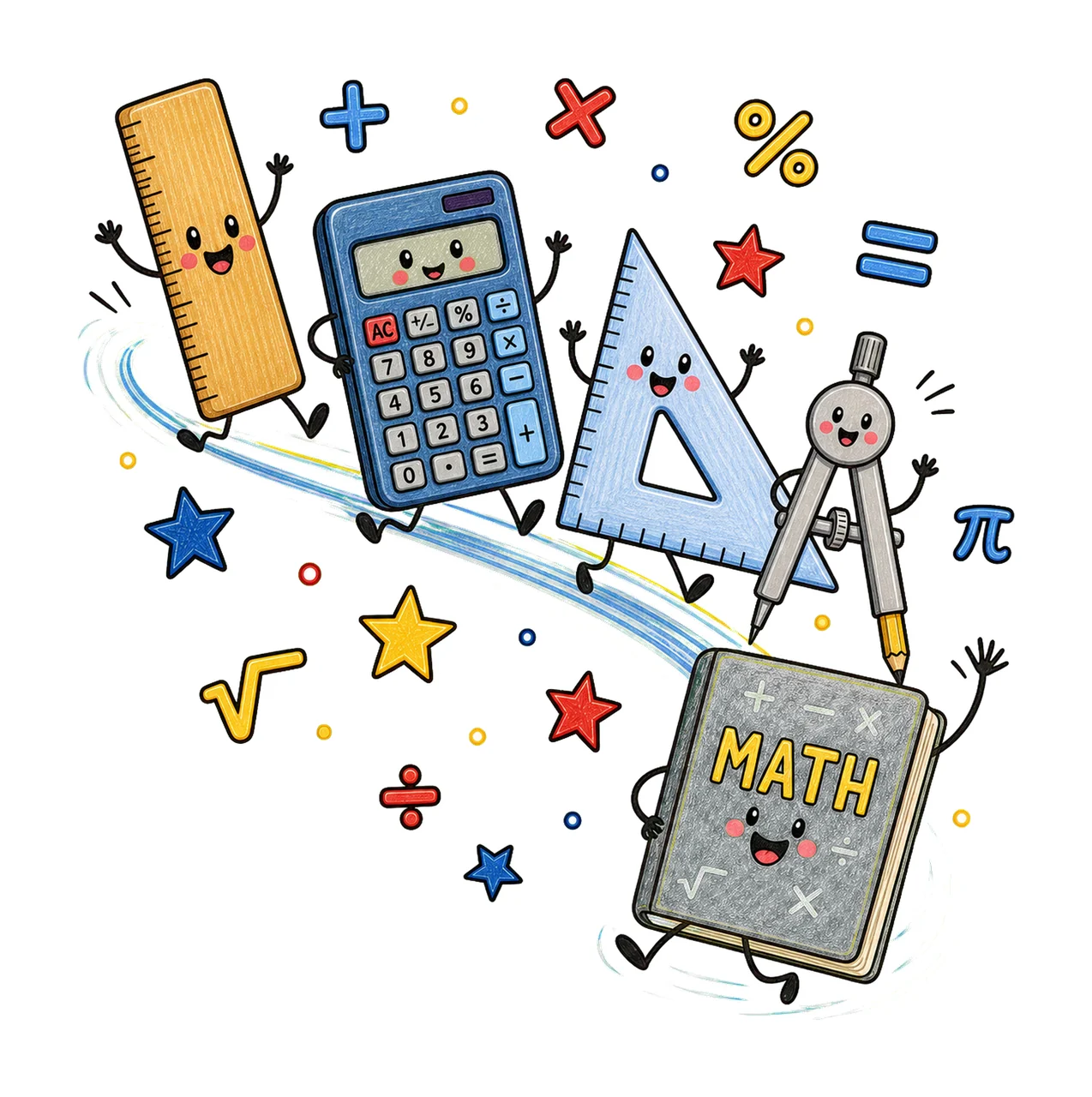 Math Teacher Doodle Characters Geometry Teacher Variation B