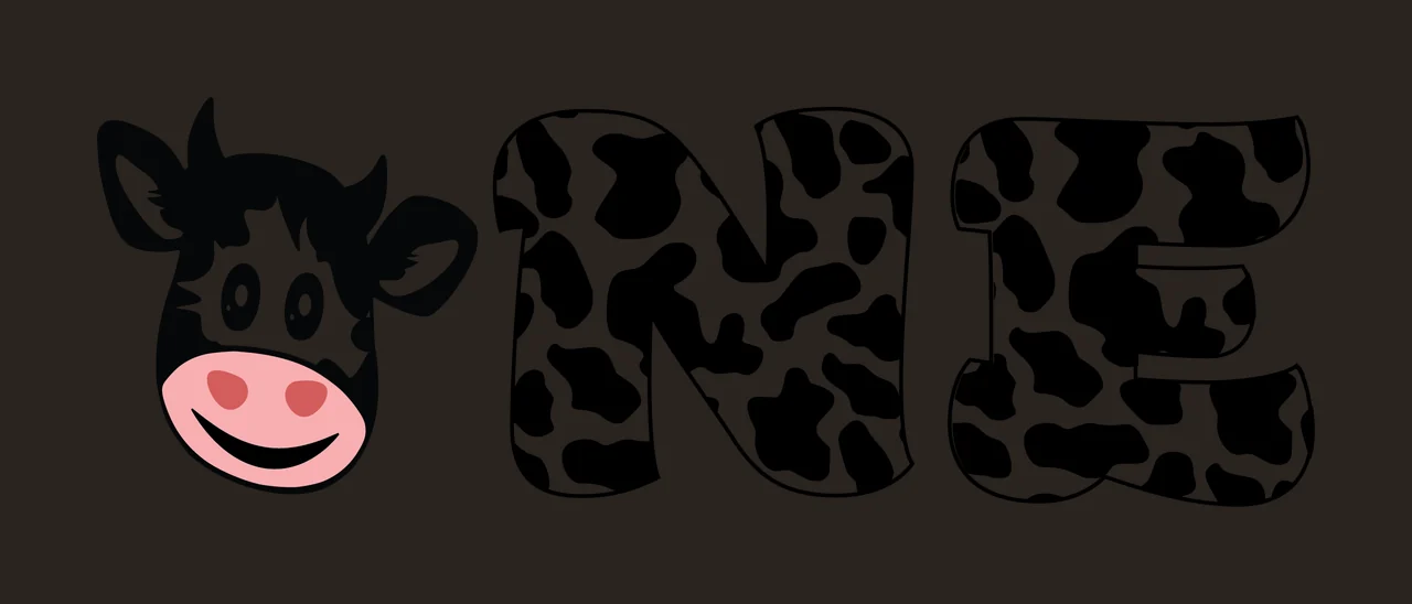 Cow One Typography With Print Pattern forming text head spots contrast preview thumbnail