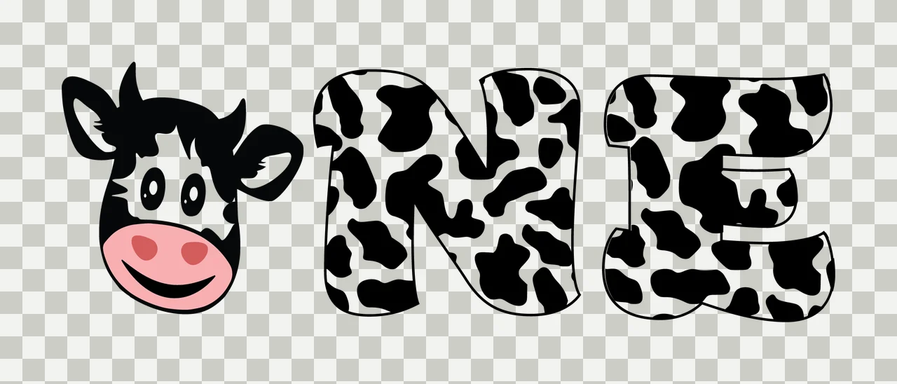 Cow One Typography With Print Pattern forming text head spots transparency and detail preview thumbnail