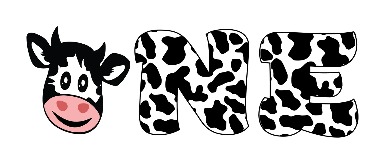 Cow One Typography With Print Pattern forming text head spots