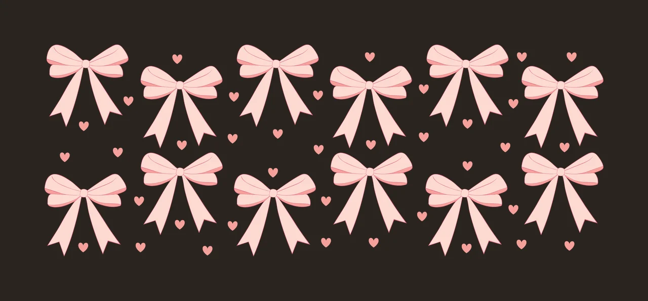 Can Glass Wrap Black Bows And Hearts Pattern white ornament contrast preview thumbnail