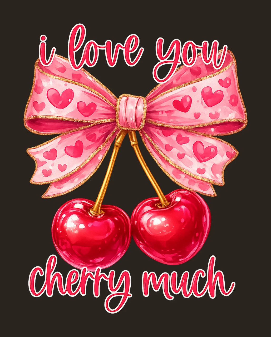 Love You Cherry Much Valentines Cute Bow Design Vday Shirt contrast preview thumbnail