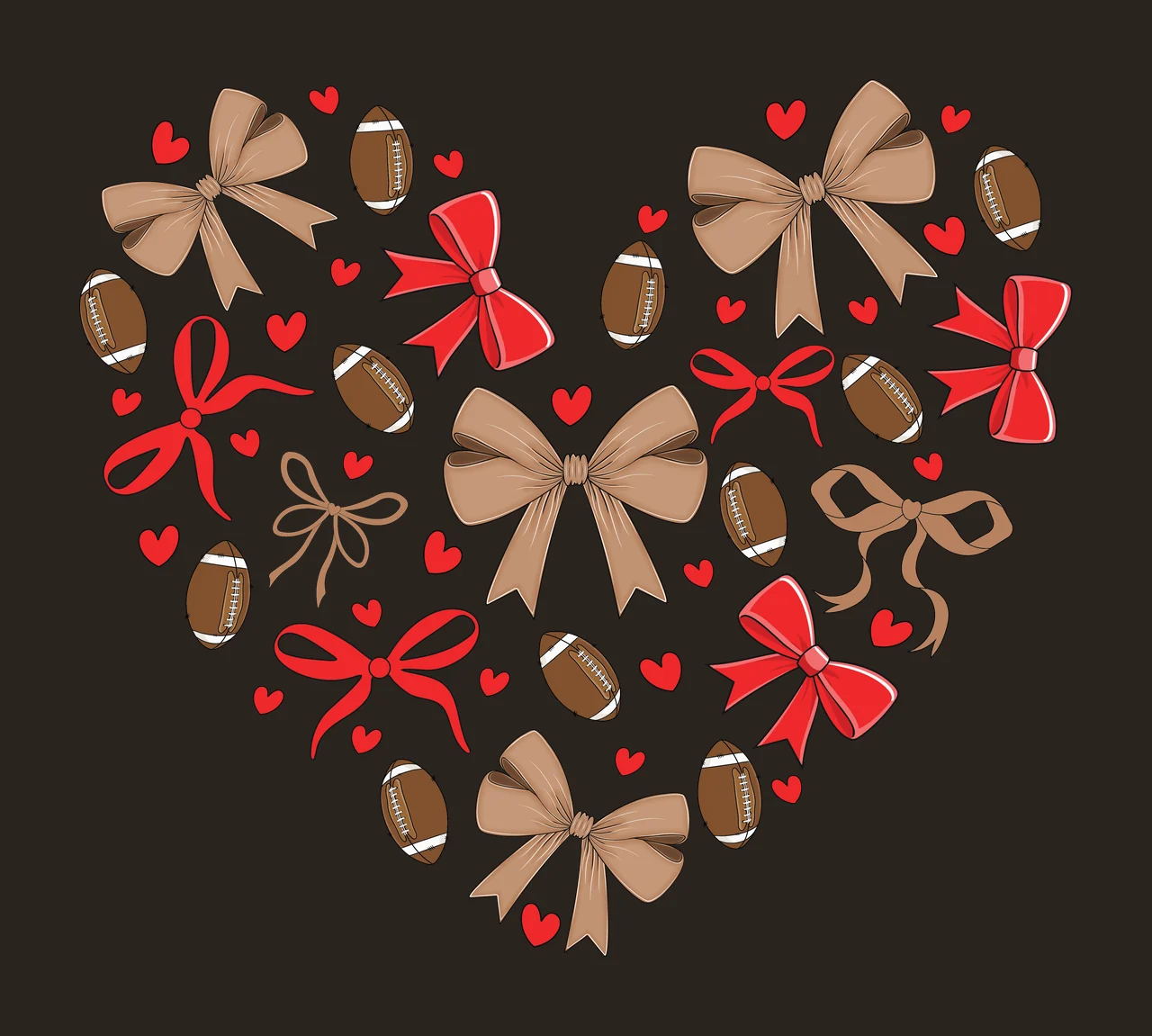 Hearts Bow Heart Shape Composed Of Black Bows forming circles contrast preview thumbnail